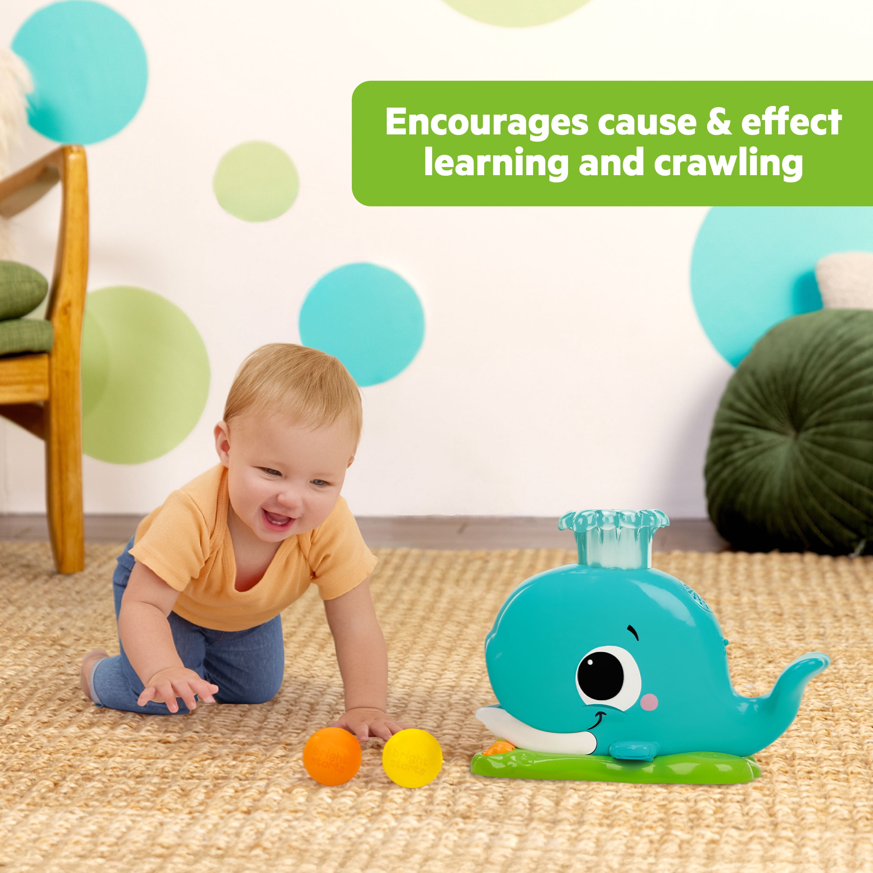 Bright Starts Silly Spout Whale Popper Toy, Unisex, Infant to Toddler