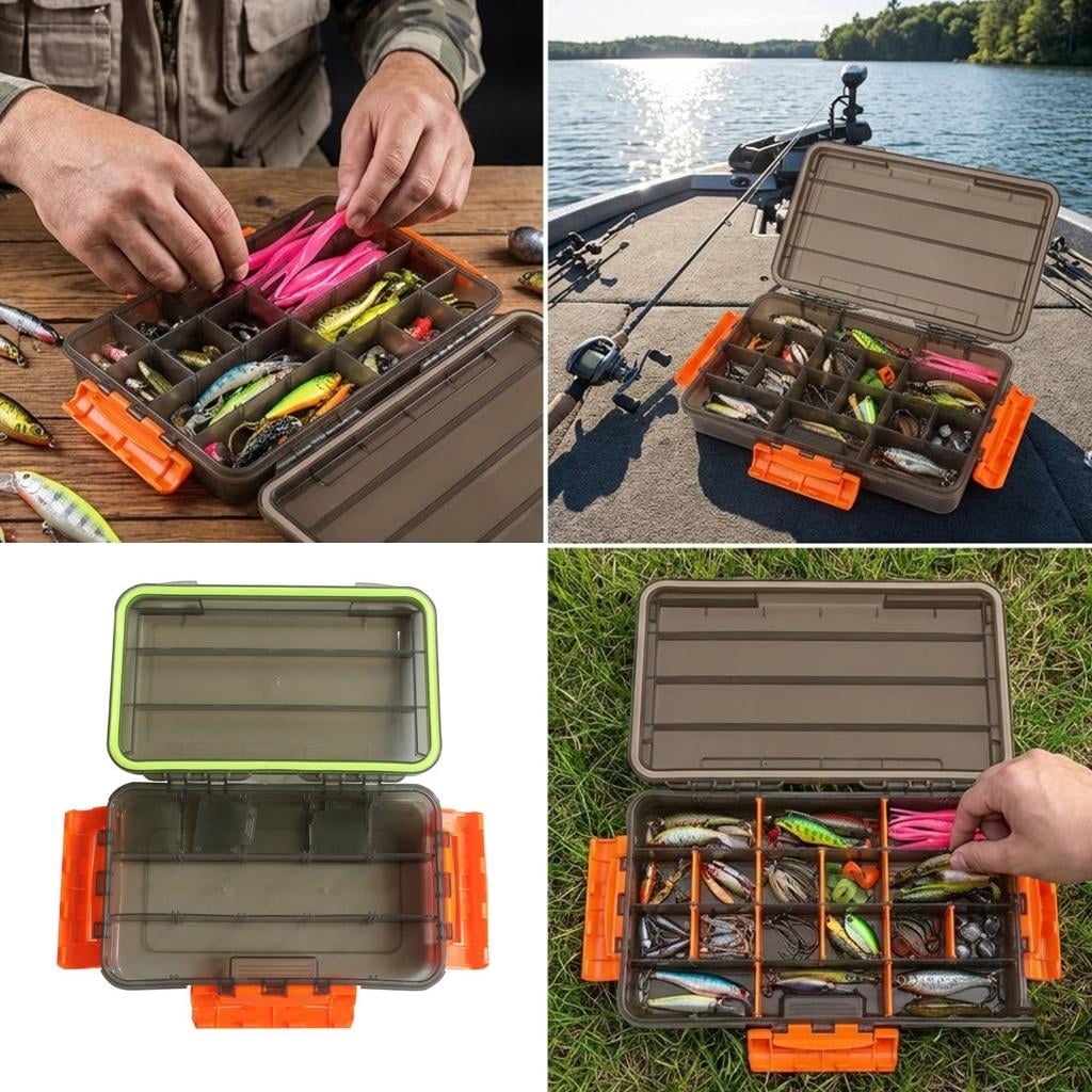 Yihuala Versatiles Fishing Gear Storage Box With Leakproof Sealing Removable Fishing Tackle Box Baits Hook Fishings Gear