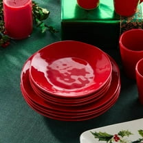 Berry Red Christmas Assorted Colors Stoneware 9 in. Dessert Plates (Set of 4)