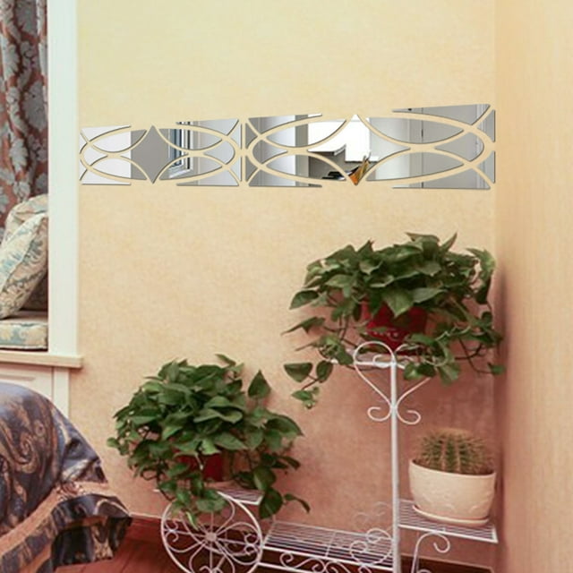 Fiudx Adhesivo de Pared Moderno con Diseño de Flores para Espejo, Acrílico Extraíble, Ideal para Decorar El Hogar, Fácil Instalación, Elegante Efecto Espejo, Versátil para Dormitorio, Sala de Estar y