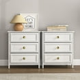 thumbnail image 4 of Kepooman White Nightstand with 3 Drawers, Night Stand for Bedroom, Small Dresser with Fabric Bins, Leather Finish, 4 of 9