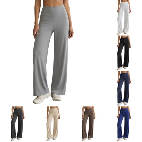 CAIVO Yoga Pants Women Workout High Waist Athletic Gym Pilates Leggings Stretch Solid Color Running Fitness Trousers , Light Gray