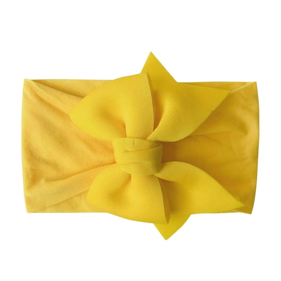 Zanarzt Baby Headband Bows Baby Bows Headbands Nylon Toddler Baby Boys Girls Stretch Solid Bowknot Hairband Headwear Headband Yellow,One Size
