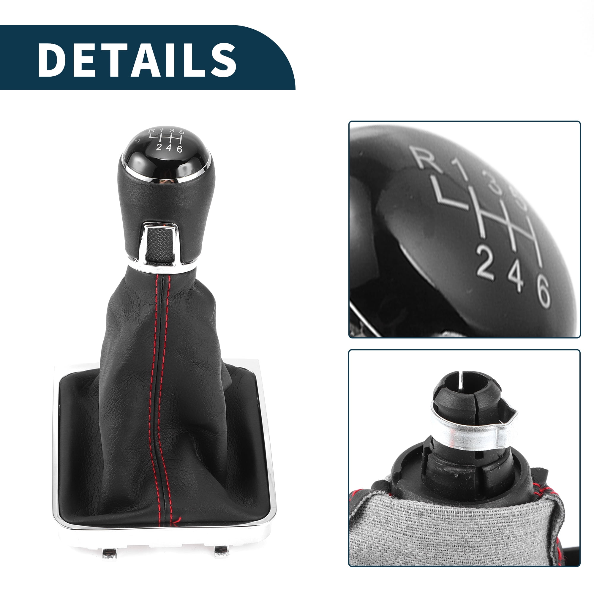 Unique Bargains Gear Shift Knob W/ Cover 6 Speed Manual Stick Shifter Knob for Volkswagen Passat Limo 05-11 Faux Leather