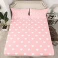 thumbnail image 2 of Homewish Love Heart Print 4 Pieces Queen Sheet Sets for Teens Female Girls,Dreamy Princess Ultra Soft Flat Sheet,Pink White Queen Fitted Sheet,Ultra Soft Home Decor, 2 of 7