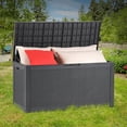 thumbnail image 5 of Dextrus Deck Box: 100 Gallon Patio Large Storage Cabinet Large Resin Patio Storage for Outdoor Pillows, Garden Tools and Pool Supplies, Waterproof, Lockable | Dark Gray, 5 of 5