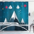 thumbnail image 1 of Railroad Shower Curtain, Cartoon Style Mountains with Modern High-Speed Train on a Bridge Stars and Clouds, Fabric Bathroom Set with Hooks, 69W X 75L Inches Long, Multicolor, by Ambesonne, 1 of 3