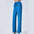 thumbnail image 2 of Lenpel Women's Wide Leg Sweatpants Elastic High Waisted Drawstring Casual Loose Pants Workout Lounge Trousers, 2 of 3