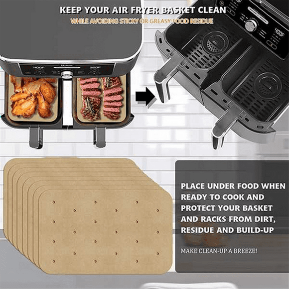 400 Piece Air Fryer Parchment Liners for Ninja Foodi XL 6 In 1 Air Fryer Liners Pre-Cut Baking Mat for Ninja DZ201 FG551
