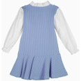 thumbnail image 2 of ContiKids Toddler Little Girls Long Sleeve Dress Ribbon Bowknot Stripe Blouse Shirts Dresses Blue 6-7 Year, 2 of 4