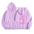 thumbnail image 4 of Hpapadks Hoodie Women Word Graphic Print Vintage Trendy Preppy Long Sleeve Hooded Womens Sweatshirt Purple S, 4 of 6