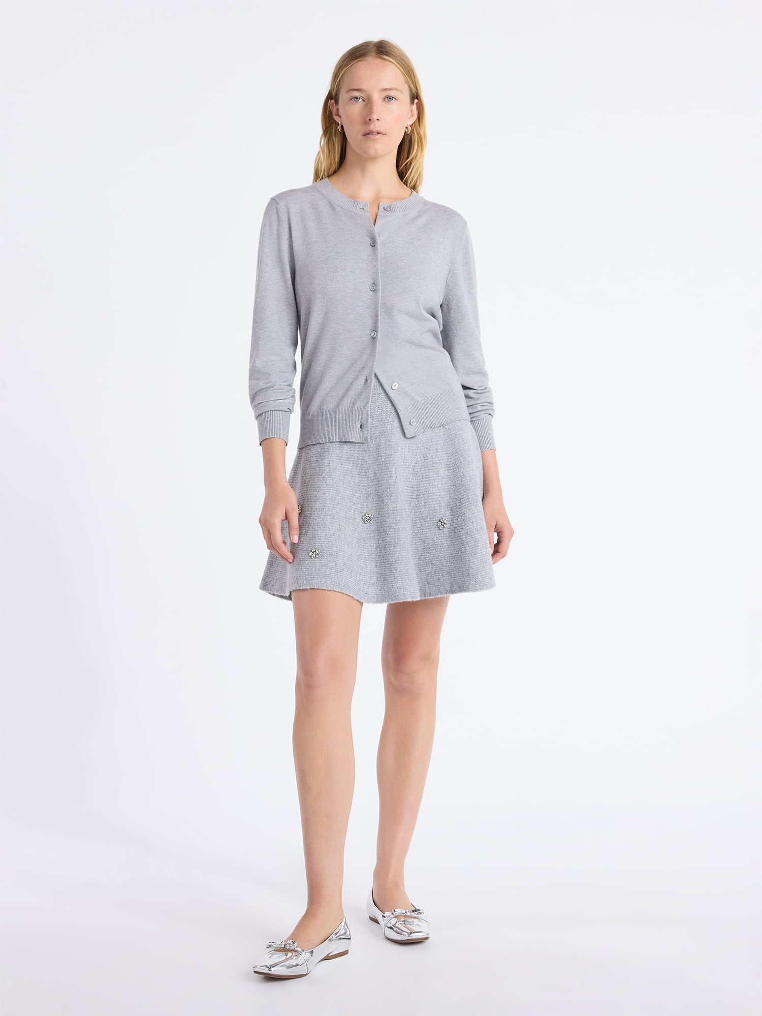 Free Assembly Women's and Women's Plus Solid, Stripe, & Print Classic Cozy Yarn Cardigan Sweater, Lightweight, Sizes XS-4X