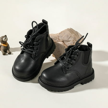 

Toddler Girl‘s New Solid Color Lace Up Boots Boots