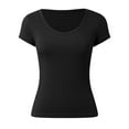 thumbnail image 4 of NJGRAE Tube Tops for Women with Built in Bra Women’S Slub Knit T-Shirts Women's Summer Top Solid Color Versatile Fashion Short Sleeved Top Quarter Zip Athletic Tops M, 4 of 5