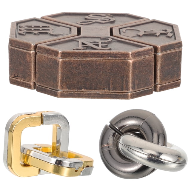 3 piezas de rompecabezas de metal para adultos mayores, juguete sensorial interesante, suministros para el hogar