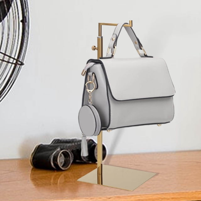 pitrice Handbag Display Rack Shoulder Rack Bags Purse hat Stainless Steel Stand Multi Purpose for Countertop Gold Mirror