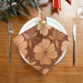 thumbnail image 3 of Iauyy Satin Napkins Set of 4- Brown Floral Line Art DIY Printing Decoration Cloth Napkin- Easy Care for Home/Party, 3 of 8