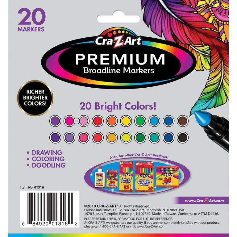 Cra-Z-Art Premium Broadline Markers, 20 Count 