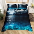 thumbnail image 1 of Funda Nórdica Océano, Agua Marina Luna Brillante en el Mar Cielo Estrellado Noche Galaxia Verano, 1 of 5