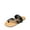 BLACK, variant on Women's Slip On Leather Braided Flip Flops Casual Cross Band Thong Slide Flat Sandals for Summer Beach Walking