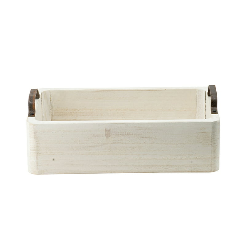 Rectangle White Wood Grain Tray With Handles