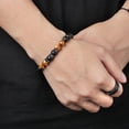 thumbnail image 2 of Men's Bracelet, Adjustable 8mm Men's Tiger Eye Black Matte Onyx Beads Bracelet for Boyfriend Husband Grandson, 2 of 4