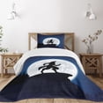 thumbnail image 3 of Ambesonne Wolf Quilted Bedspread Set 2 Pcs, Halloween Theme Design, Twin Size, Dark Blue Black White, 3 of 6