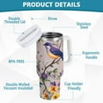 thumbnail image 2 of Yayeee 40oz Stainless Steel Tumbler with Straw and Handle Double-Wall Insulated Travel Water Bottle, Purple Floral Pattern, 2 of 8