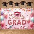 thumbnail image 5 of Colorful Balloons Graduation Banner Graduation Cap Congrats Display Star Decor Ribbon Streamers Grad Backdrop for Graduation Party College Graduation Photo Shoot, 5 of 9