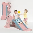 thumbnail image 4 of Nyeekoy 3 in 1 Foldable Toddler Large Slide w/ Climbing Ladder, Basketball Hoop, Indoor Outdoor Freestanding Playground for Kids, 4 of 11