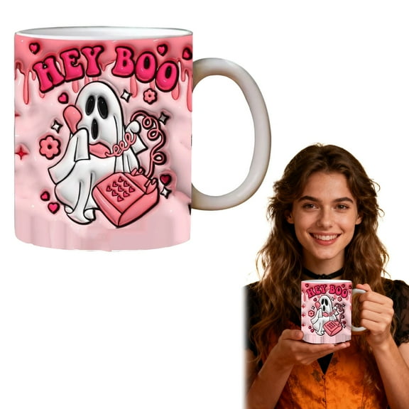 Halloween Ceramic Coffee Mug - Cute Ghost & Pumpkin Themed Cup for Coffee Lovers, Home Decor & Holiday Gifts A