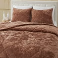 thumbnail image 4 of Wonderful Bedding Reddish-Brown Luxurious Velvet 3-Piece Quilt Set, 4 of 5