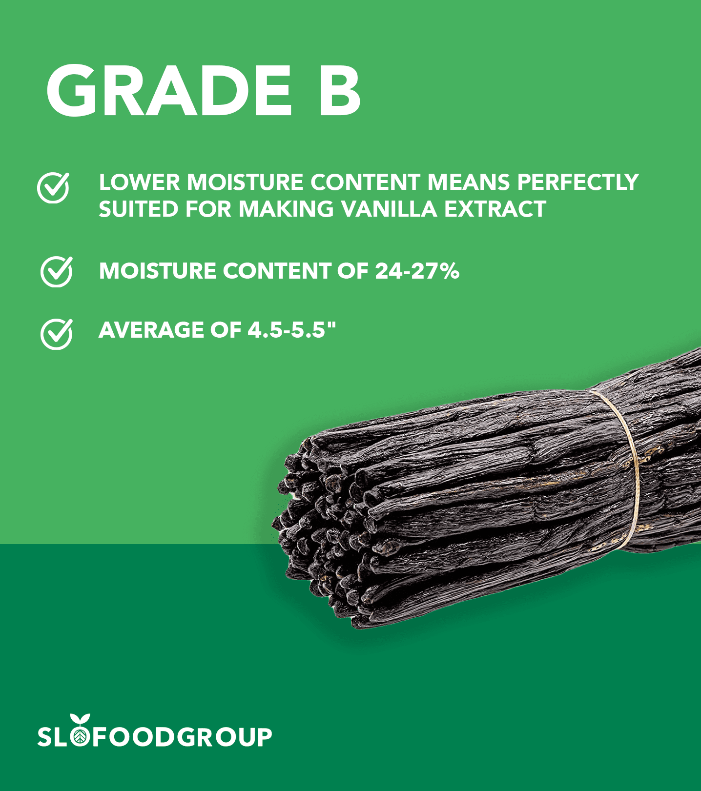 Slofoodgroup Extract Grade B Madagascar Vanilla Beans - 25 Whole Beans