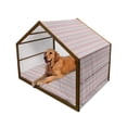 thumbnail image 1 of Tribal Pet House, Stripes with Triangles Arrows Abstract Geometric Composition, Outdoor & Indoor Portable Dog Kennel with Pillow and Cover, 5 Sizes, Dark Coral Pale Blue, by Ambesonne, 1 of 4
