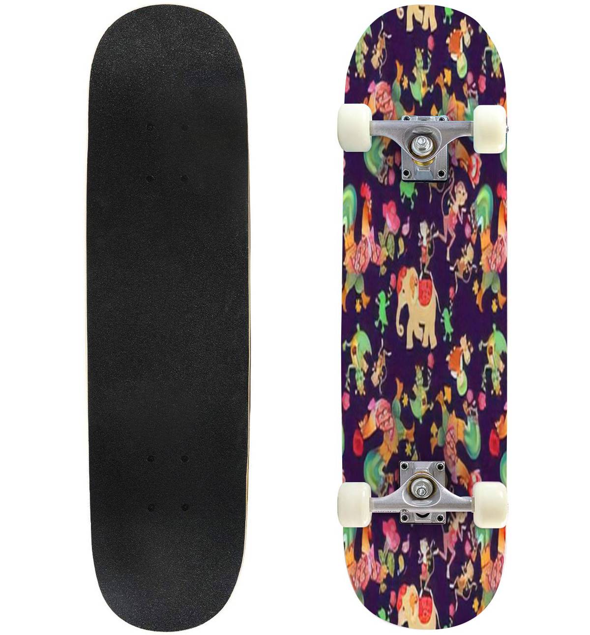 Seamless animal print for children with rooster elephant crocodile