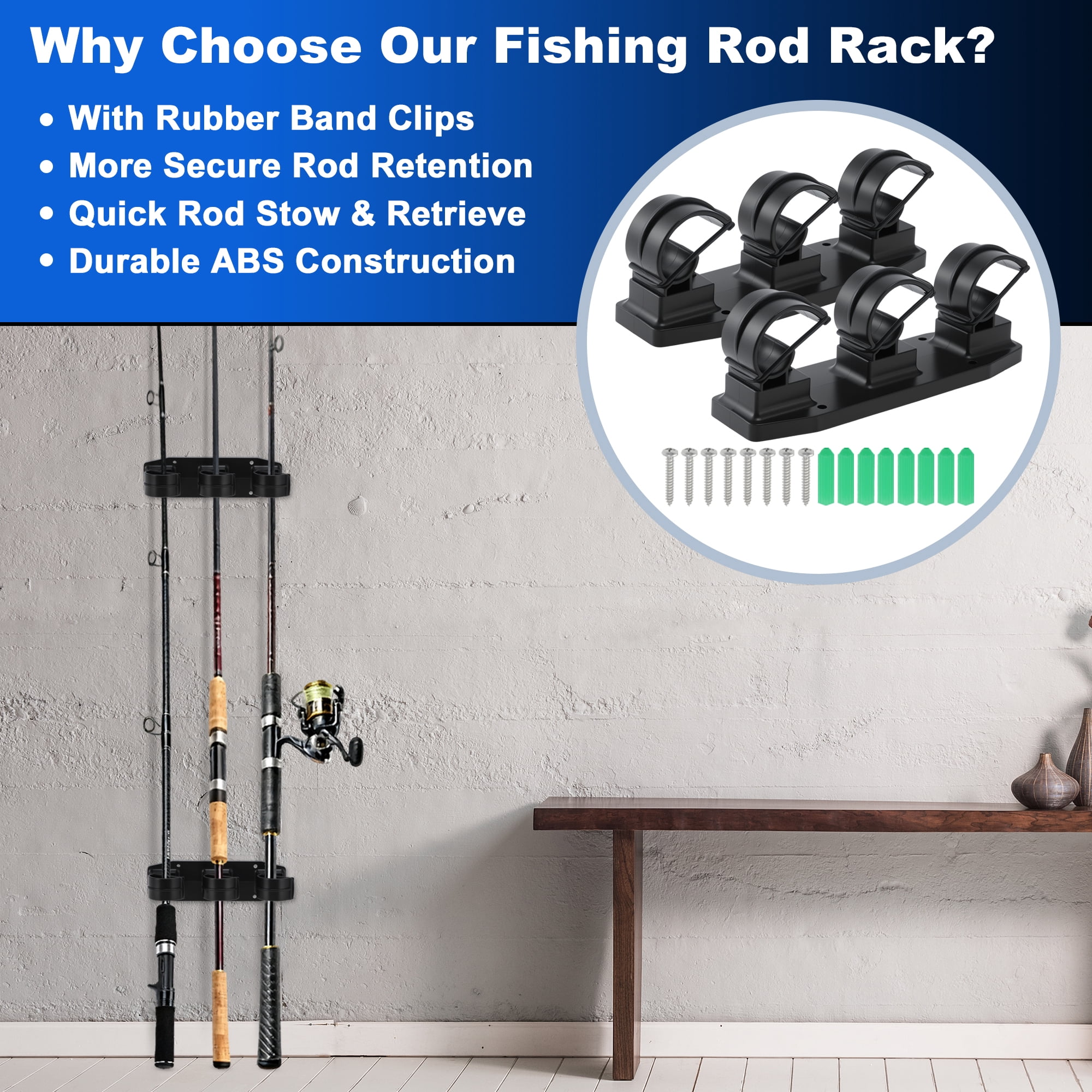 Unique Bargains Fishing Rod Holder for Car Black 3 Rods 2 Pcs