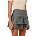 thumbnail image 5 of ZunFeo Womens Dark Gray High Waisted Skort, Tiered Ruffle Athletic Tennis Skirt with Built-in Shorts for Yoga Running Workout,Size M, 5 of 5