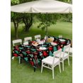 thumbnail image 3 of Outdoor Tablecloth with Umbrella Hole and Zipper, Christmas Trees Rectangle Table Cloth 60x120 Inch Waterproof Tablecloth, Black Xmas Tree Star Winter Holiday Picnic Table Cover for Patio Camping, 3 of 7
