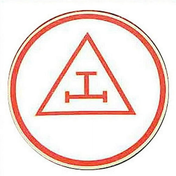 Masonic Car Emblem Red Royal Arch - Triple Tau Masonic bumper decal on white