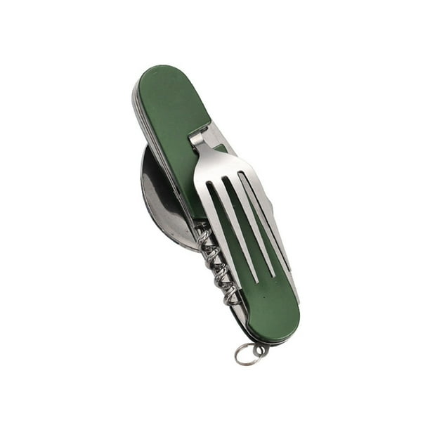 Cuchillo de Camping Multifuncional, Tenedor y Cuchara, Cuchillo Plegable Desmontable, Combinación de Tenedor y Cuchara, Vajilla Práctica para Exteriores.