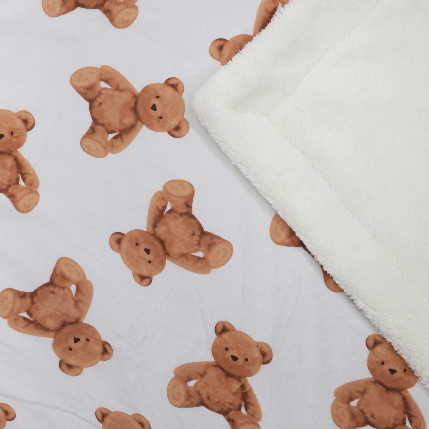 Couverture réversible en flanelle polaire douce et chaude pour enfants, motif ours en peluche marron, 101 x 127 cm