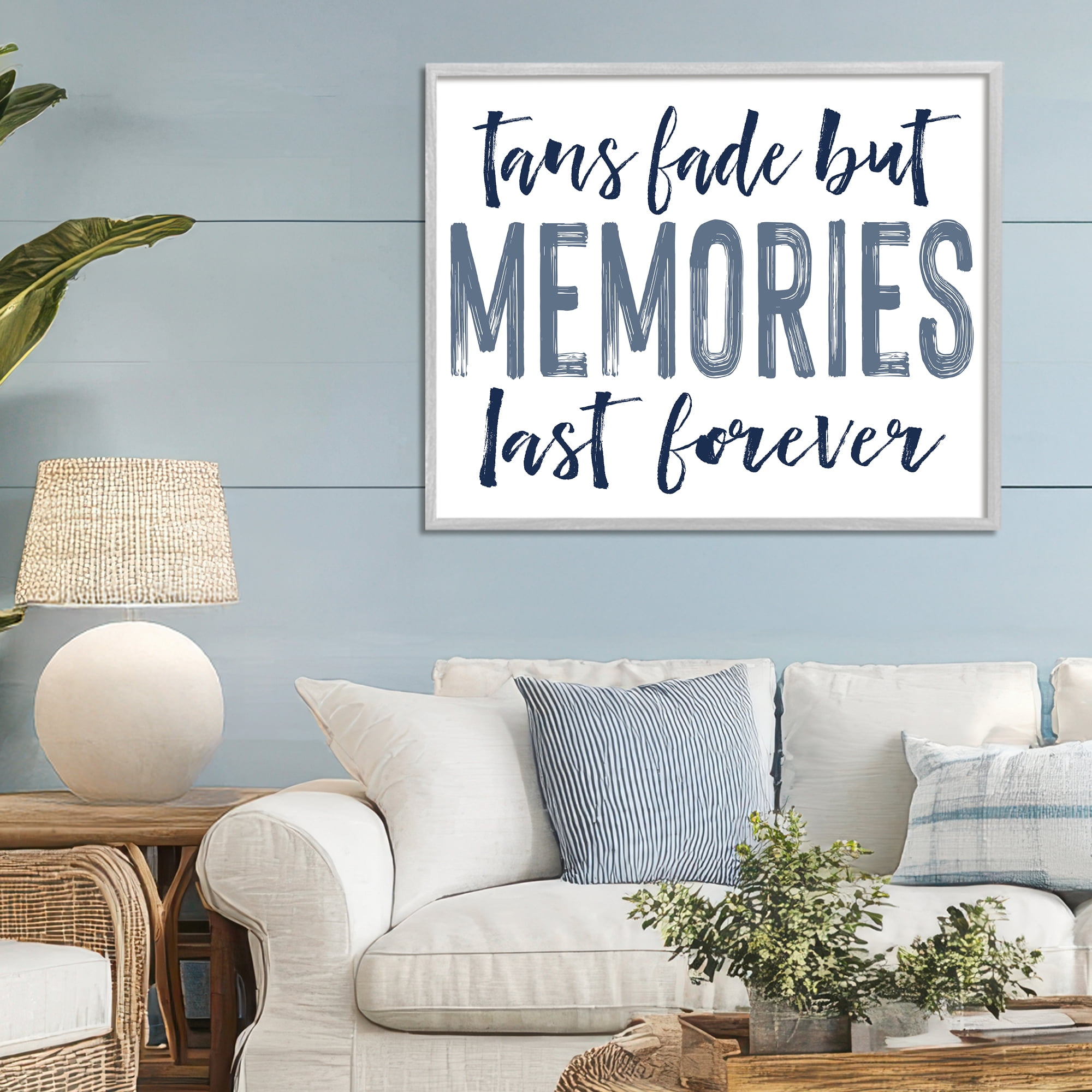Summer Memories Last Forever Gray Framed Giclee Art, design by Lettered and Lined