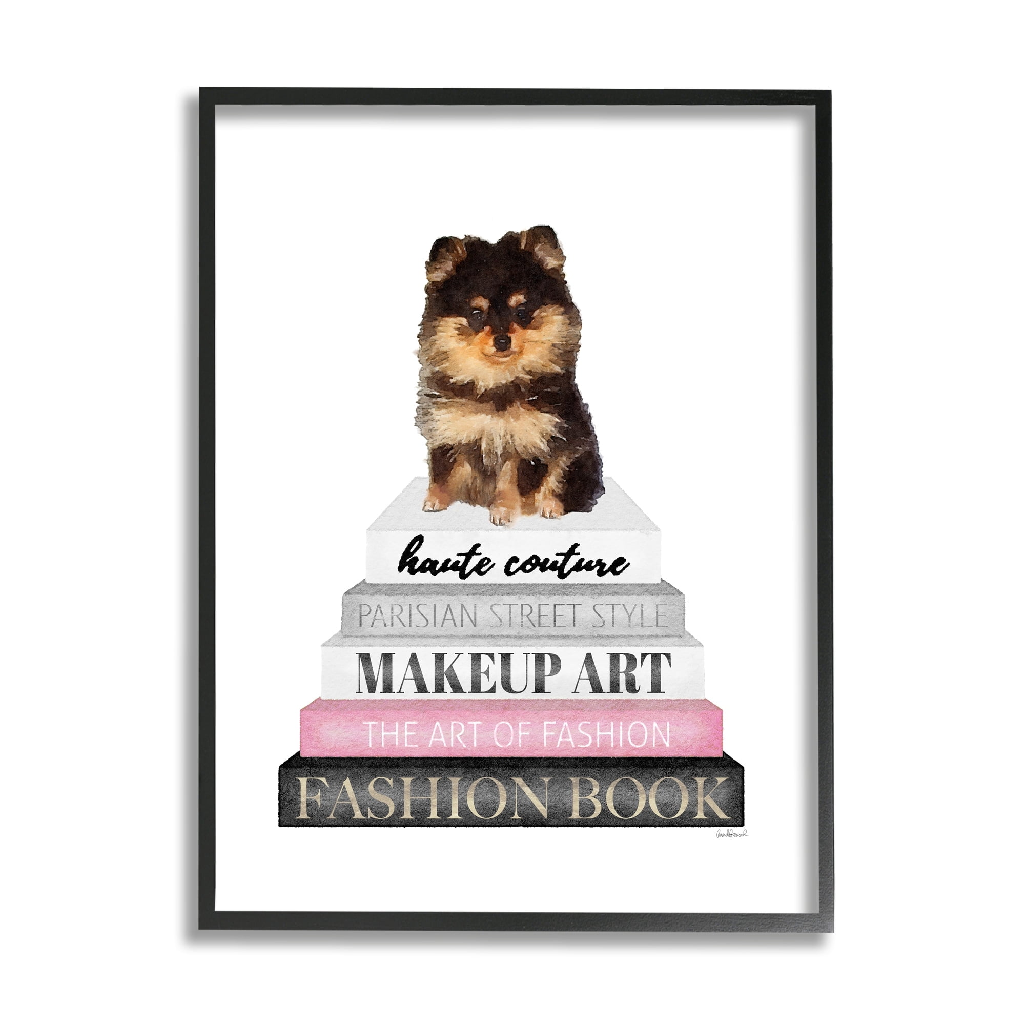 Stupell Industries Trendy Pomeranian Yorkie Dog Small Pet Fashion Stack,16 x 20, Design by Amanda Greenwood