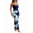 thumbnail image 3 of Women Summer Casual Floral Dresses Spaghetti Strap Bodycon Maxi Beach Dress Dark Blue L, 3 of 6