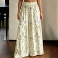 thumbnail image 2 of Arlun Womens Wide Leg Pants 2026 Summer Floral Print Elastic High Waist Palazzo Pants Boho Style Splicing Pleated Loose Lightweight Flowy Travel Vacation Trousers for Daily Wear 1-Green S, 2 of 5