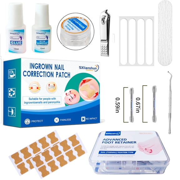 Toenail Correction Kit for Ingrown Nails, Soft & Breathable Correction Strips with Professional Tools, Home Podiatry Care for Adults and Seniors