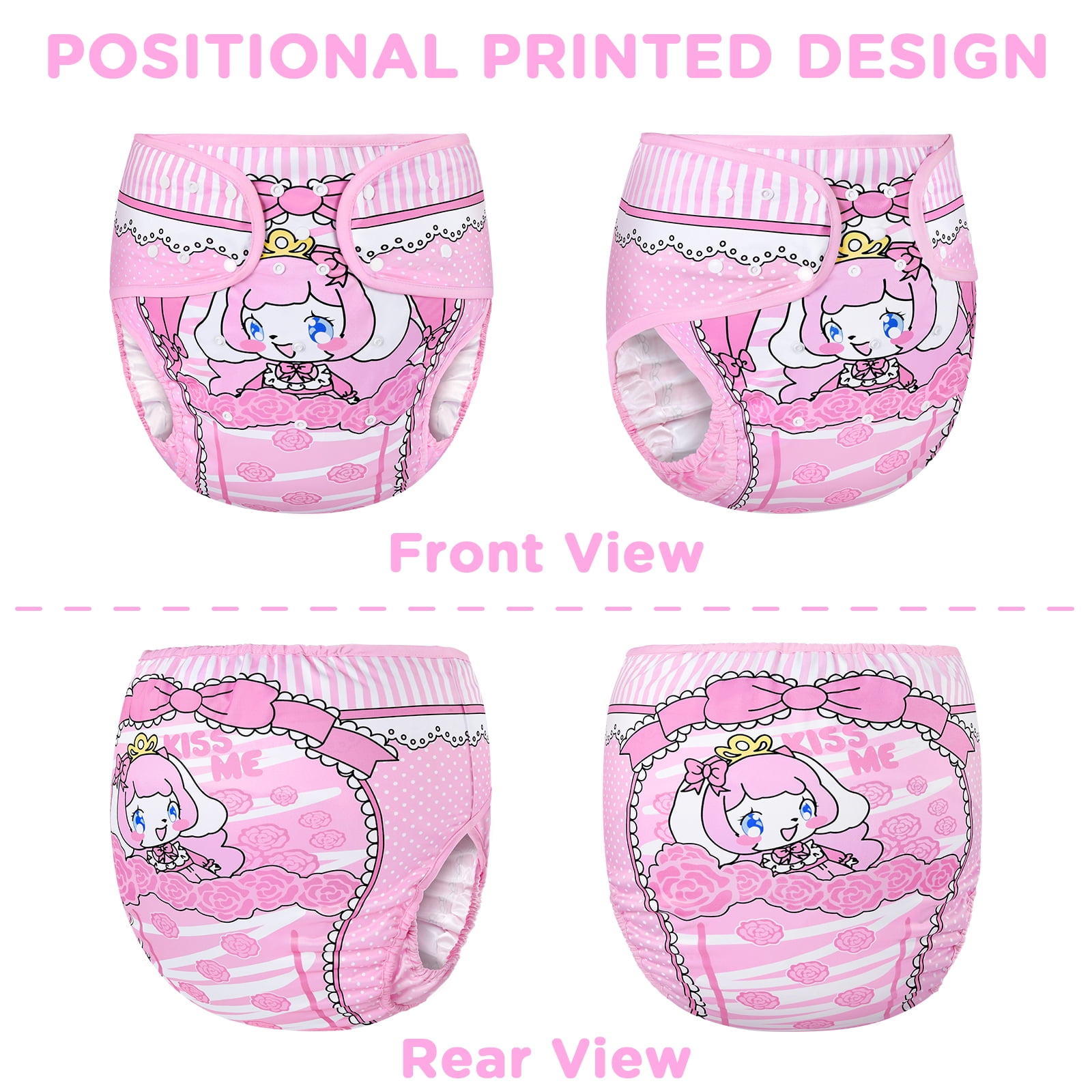 Littleforbig Washable Adjustable Reusable Waterproof Cloth Adult Diaper Wrap Cover - Little Beauty M