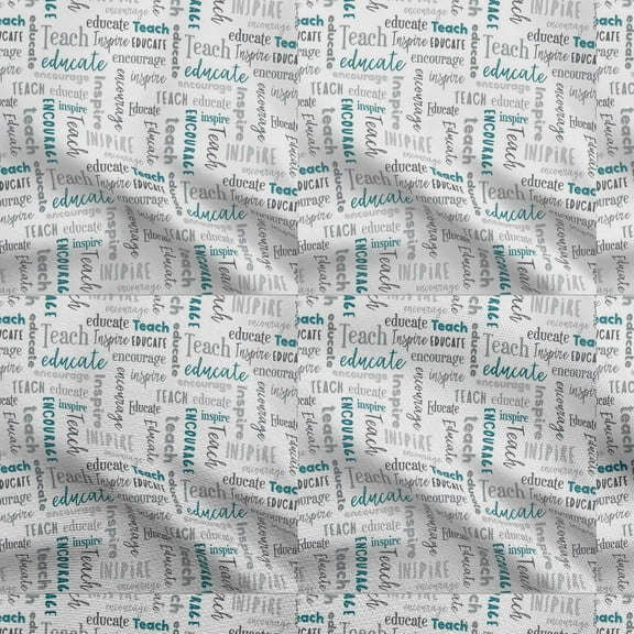 oneOone Polyester Spandex Teal Green Fabric Text Sewing Material Print Fabric By The Yard 56 Inch Wide