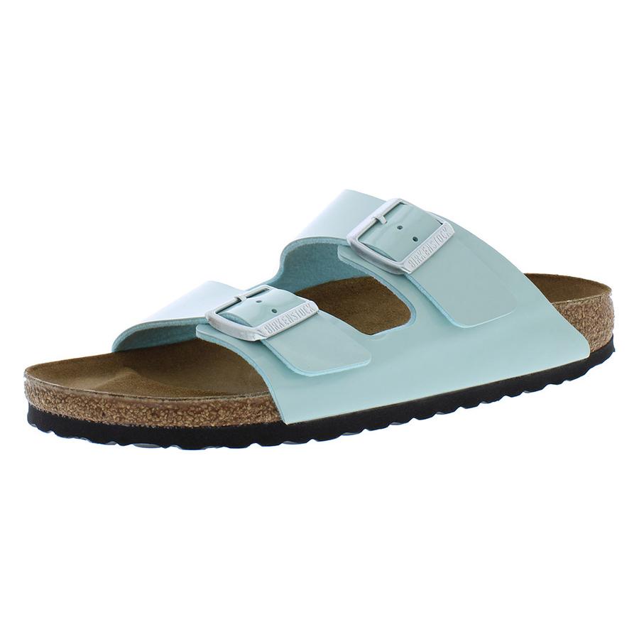 Birkenstock Arizona Narrow Unisex Shoes Size 2, Color: Patent Surf Green
