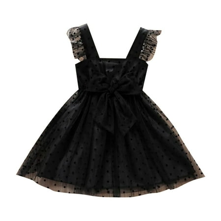

Infant Summer Black Princess Dress Lace Stitching Suspender Princess Dress Polka Dot Girls Dress Children Girls Dress Casual Dress Kids Party Dresses